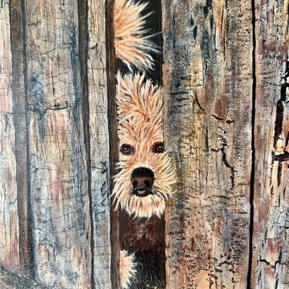 Carolyn Alexander Original Painting 12” X 12” Painted Sides Frameless Cute Dog - Picture 6 of 11